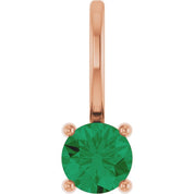 14K Rose Lab-Grown Emerald Solitaire Charm/Pendant