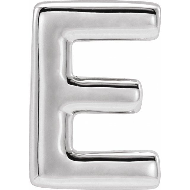 14K White Block Initial E Slide Pendant