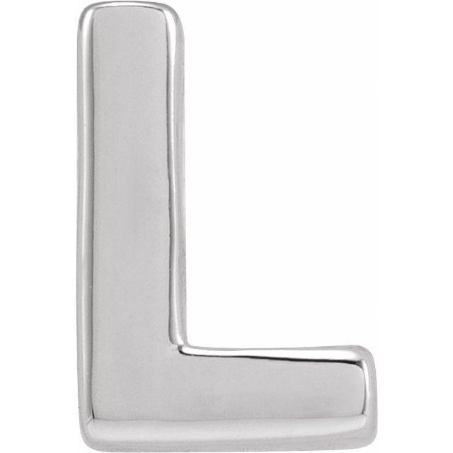 14K White Block Initial L Slide Pendant