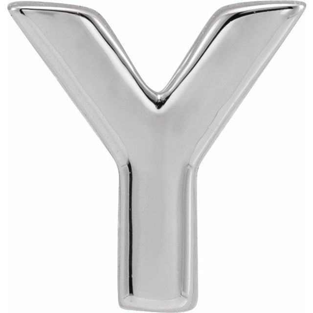 14K White Block Initial Y Slide Pendant