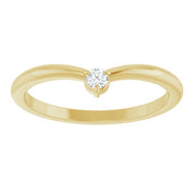 14K Yellow Gold .06 CT Natural Diamond Stackable V Ring - Perfect for Layering