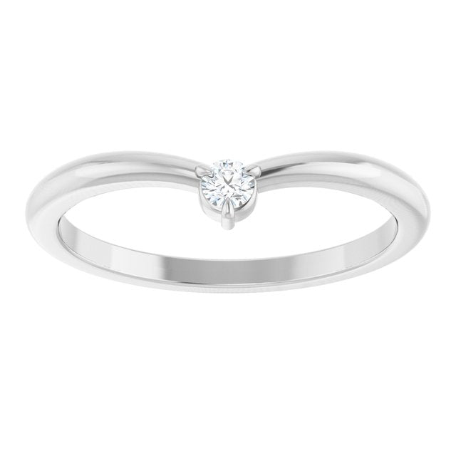 Platinum .06 CT Natural Diamond Stackable V Ring