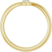 14K Yellow Gold .06 CT Natural Diamond Stackable V Ring - Perfect for Layering