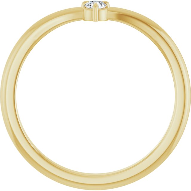 14K Yellow Gold .06 CT Natural Diamond Stackable V Ring - Perfect for Layering