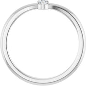 Platinum .06 CT Natural Diamond Stackable V Ring