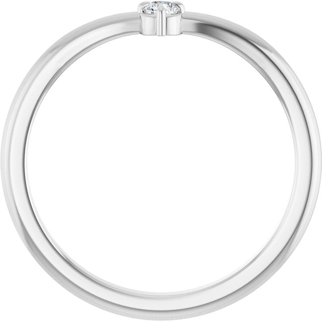 Platinum .06 CT Natural Diamond Stackable V Ring