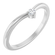 Platinum .06 CT Natural Diamond Stackable V Ring