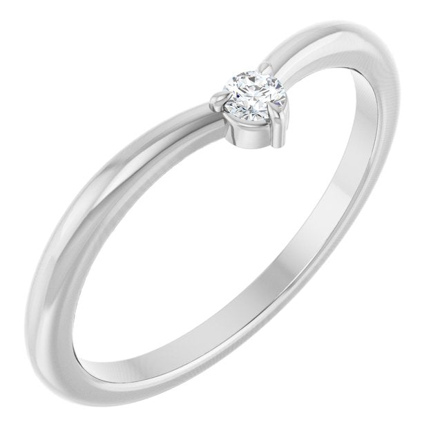 Platinum .06 CT Natural Diamond Stackable V Ring