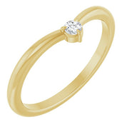 14K Yellow Gold .06 CT Natural Diamond Stackable V Ring - Perfect for Layering