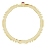 14K Yellow Natural Rhodolite Garnet Stackable V Ring