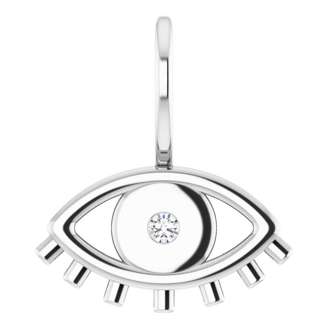 Platinum .02 CT Natural Diamond Evil Eye Charm/Pendant