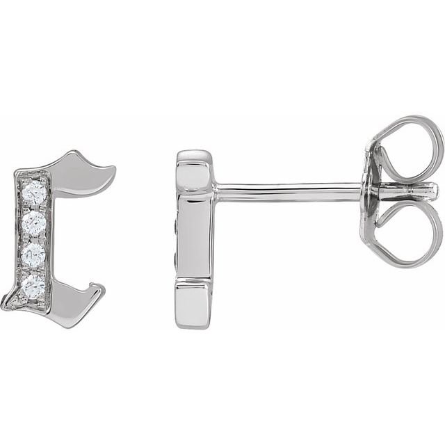 14K White Gold .03 CTW Natural Diamond Gothic Initial C Earring