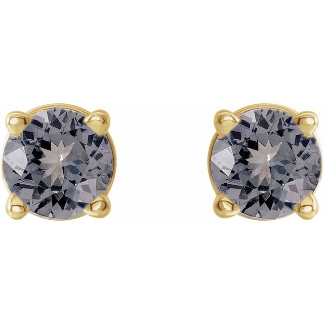 14K Yellow 3 mm Natural Gray Spinel Stud Earrings