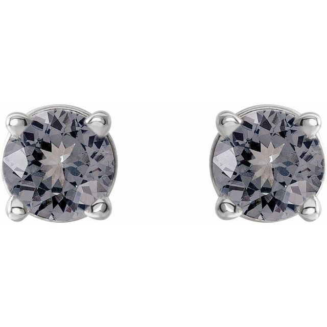 14K White 3 mm Natural Gray Spinel Stud Earrings