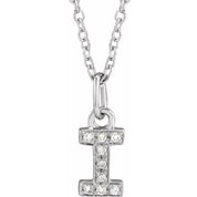 14K White .03 CTW Natural Diamond Petite Initial I 16-18" Necklace