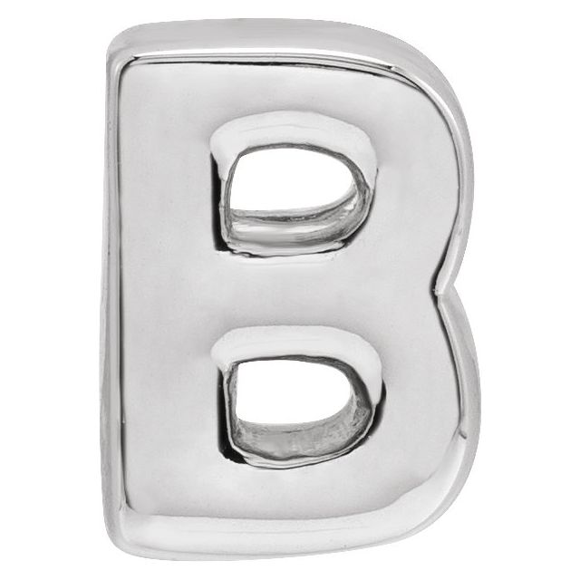 14K White Block Initial B Slide Pendant
