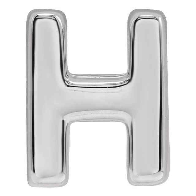 14K White Block Initial H Slide Pendant