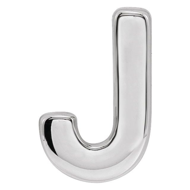 14K White Block Initial J Slide Pendant