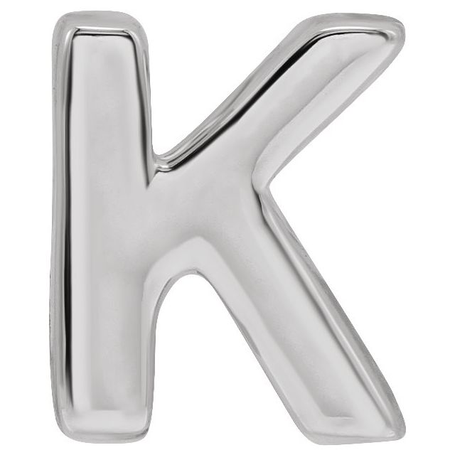 14K White Block Initial K Slide Pendant