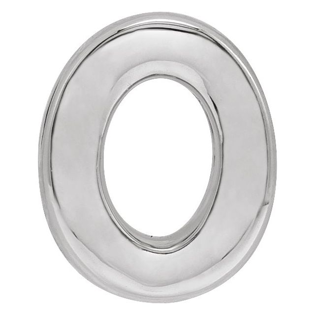 14K White Block Initial O Slide Pendant