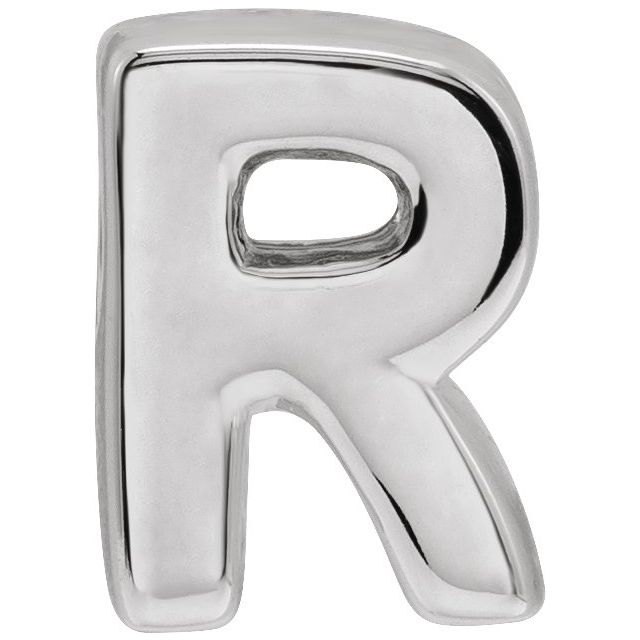 14K White Block Initial R Slide Pendant