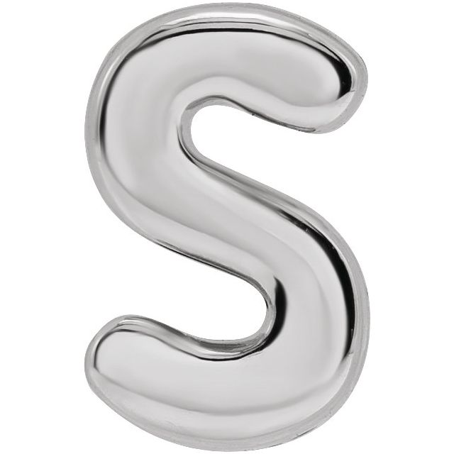 14K White Block Initial S Slide Pendant