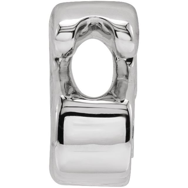14K White Block Initial S Slide Pendant