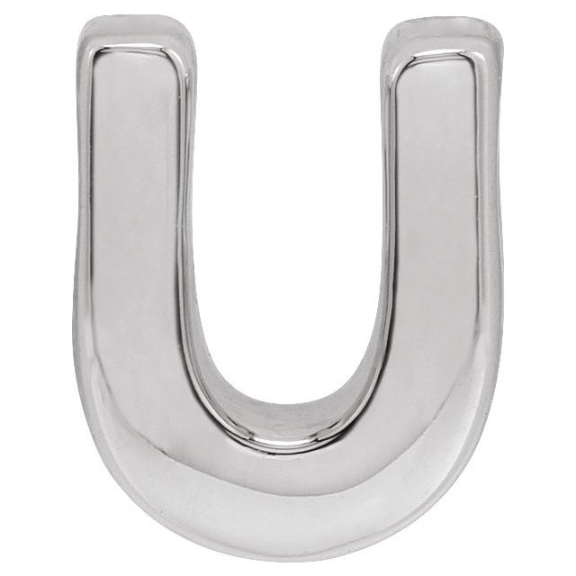 14K White Block Initial U Slide Pendant