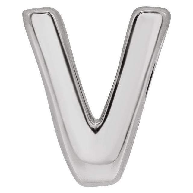 14K White Block Initial V Slide Pendant