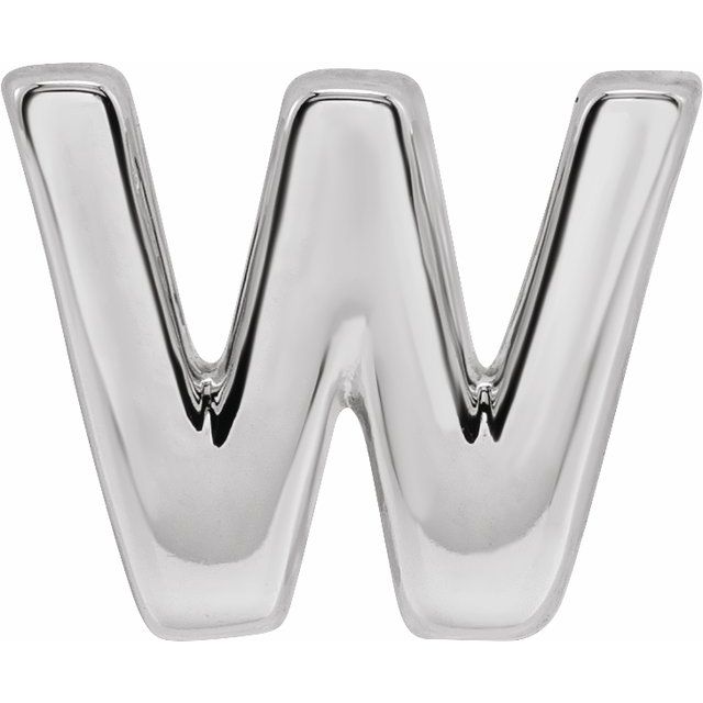 14K White Block Initial W Slide Pendant