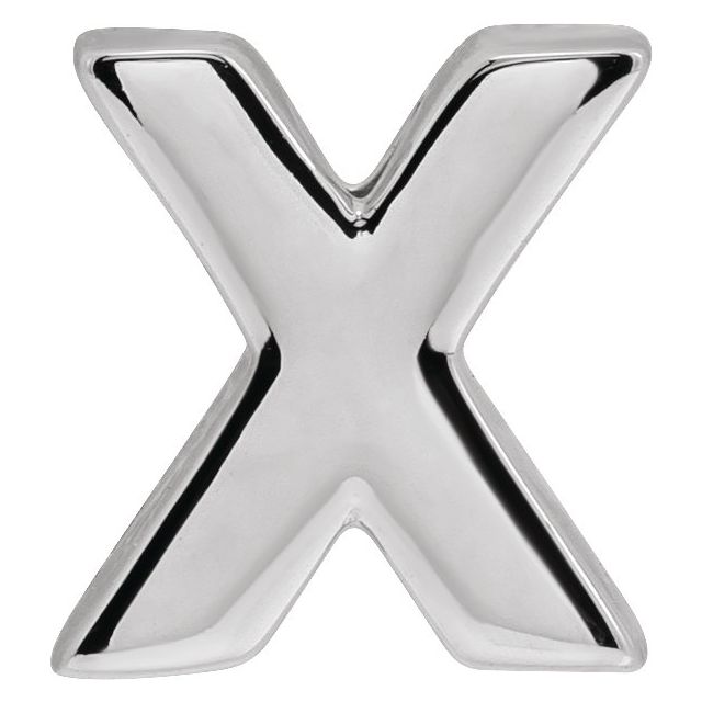 14K White Block Initial X Slide Pendant