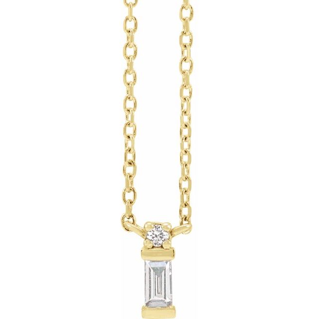 14K Yellow .07 CTW Natural Diamond Bar 18" Necklace
