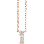 14K Rose .07 CTW Natural Diamond Bar 18" Necklace