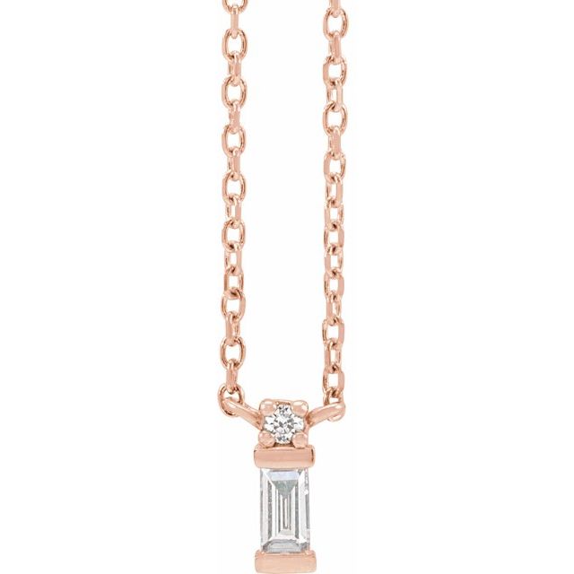 14K Rose .07 CTW Natural Diamond Bar 18" Necklace