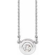 14K White 1/4 CT Natural Diamond Bezel-Set Solitaire 18" Necklace