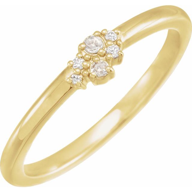 14K Yellow Gold .04 CTW Rose-Cut & Faceted Natural Diamond Stackable Ring - 124751