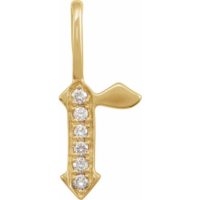14K Yellow Gold .06 CTW Natural Diamond Gothic Initial R Charm/Pendant