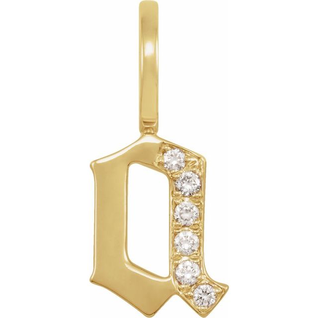 14K Yellow Gold .05 CTW Natural Diamond Gothic Initial A Charm/Pendant