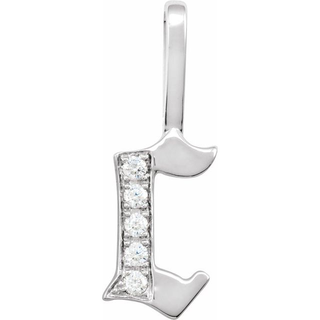 14K White .05 CTW Natural Diamond Gothic Initial C Charm/Pendant