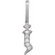 14K White .035 CTW Natural Diamond Gothic Initial J Charm/Pendant