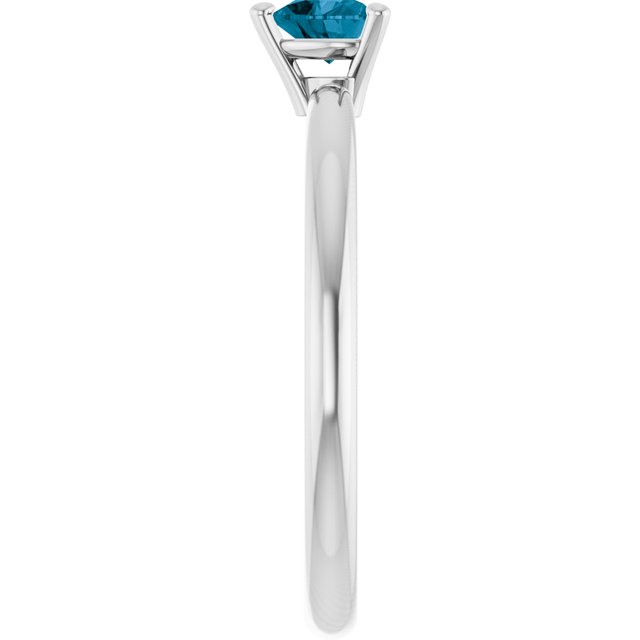 Sterling Silver Natural London Blue Topaz Heart Solitaire Ring