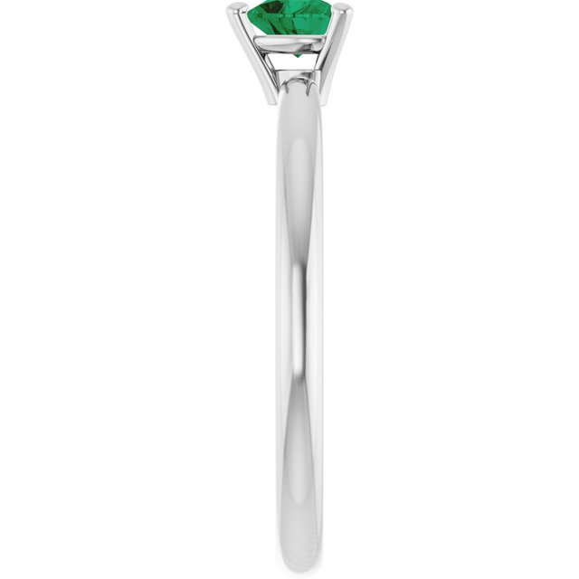Sterling Silver Lab-Grown Emerald Heart Solitaire Ring