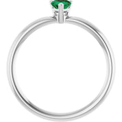 Sterling Silver Lab-Grown Emerald Heart Solitaire Ring
