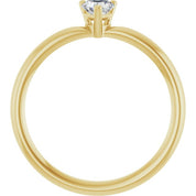 14K Yellow Natural White Sapphire Heart Solitaire Ring