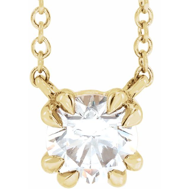 14K Yellow Gold 1/4 CT Natural Diamond Solitaire Necklace - Elegant 18" Design