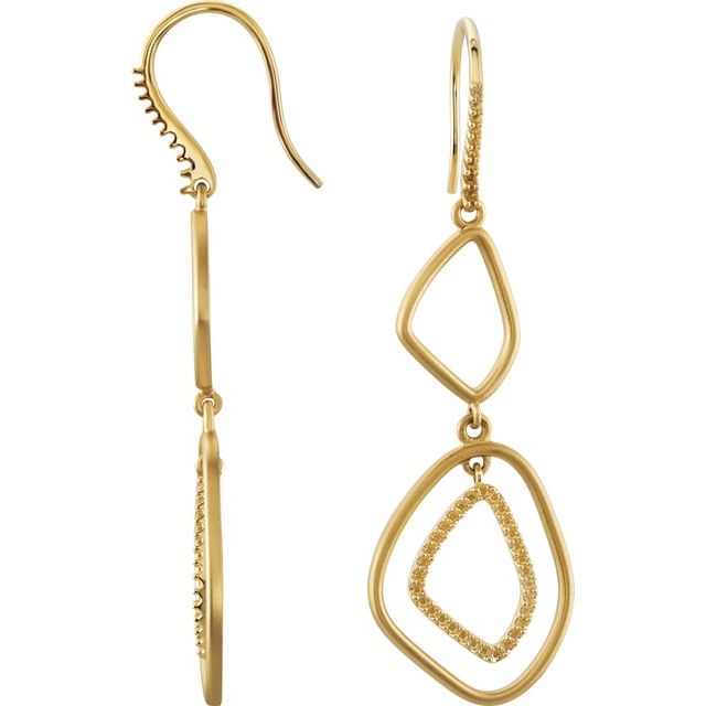 14K Yellow Gold 3/8 CTW Natural Diamond Open Silhouette Earrings - Motek Jewelry