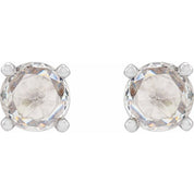 14K White 1/5 CTW Rose-Cut Natural Diamond Stud Earrings