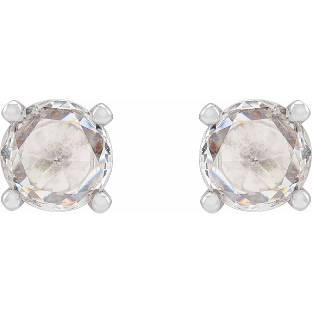 14K White 1/5 CTW Rose-Cut Natural Diamond Stud Earrings