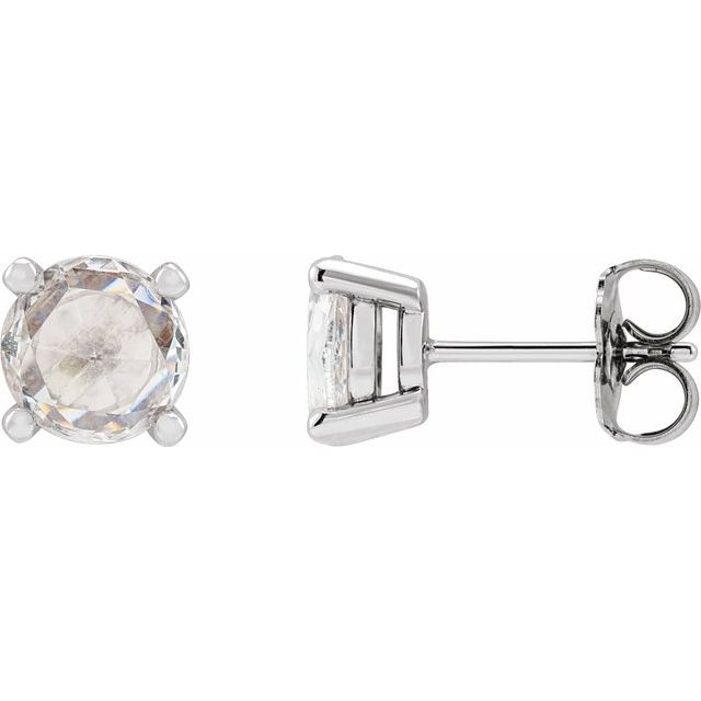 14K White 1/5 CTW Rose-Cut Natural Diamond Stud Earrings