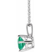 Sterling Silver 6 mm Lab-Grown Emerald Solitaire 16-18" Necklace